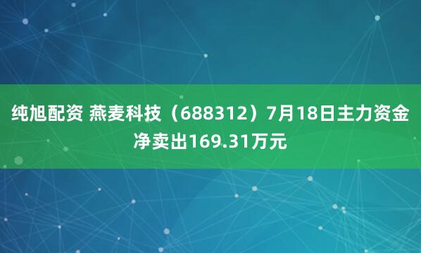 纯旭配资 燕麦科技（688312）7月18日主力资金净卖出169.31万元