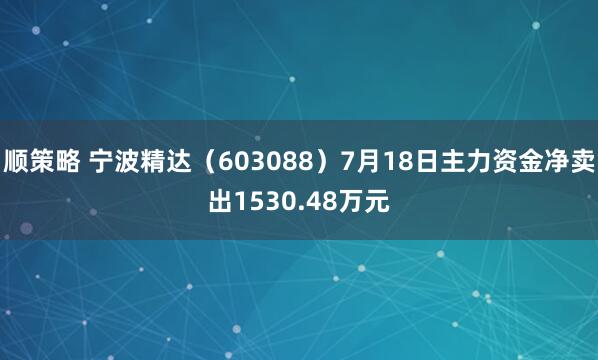 顺策略 宁波精达（603088）7月18日主力资金净卖出1530.48万元